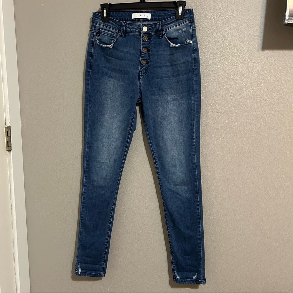 Kancan High Rise Button Fly Distressed Skinny Denim Jeans Women’s Size 11 / 29